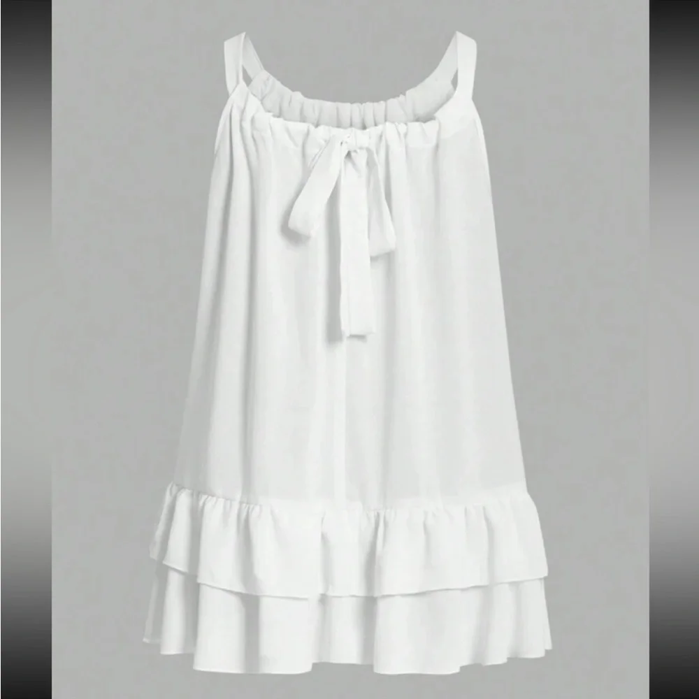 Boho White Ruffle Halter Top Blouse Shirt - Picture 3 of 5